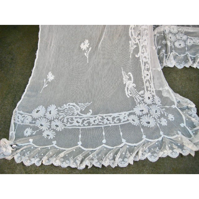 Early 19th Century French Lace Napoleon Sheer Curtains a Pair For Sale - Image 4 of 12