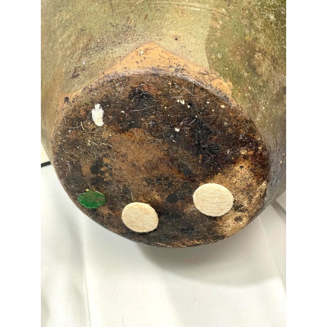 19th Century Antique Rustic Portuguese Green Earthenware Bottle Jug For Sale In Philadelphia - Image 6 of 10