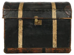 Wooden Travel Chest with Canvas Storage, 1920s
