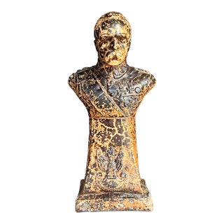 Vintage Boho Patinated Plaster Bust of Man For Sale