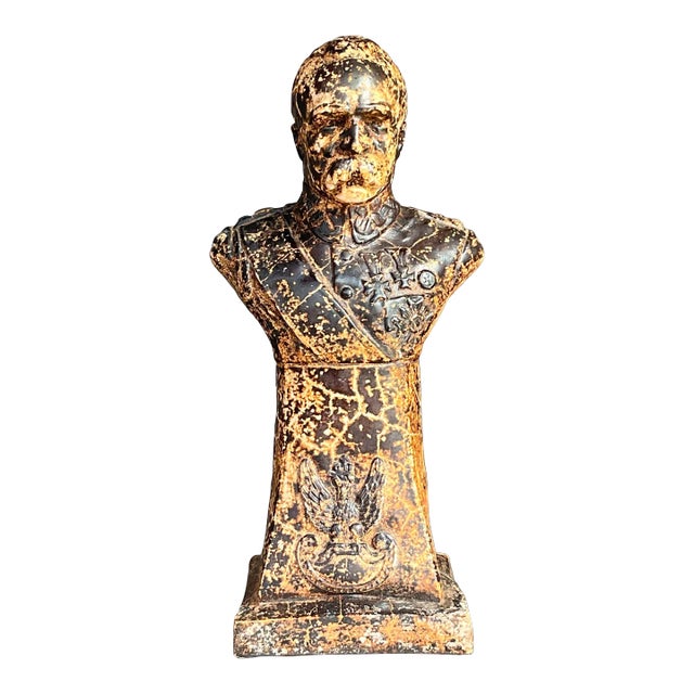 Vintage Patinated Plaster Military Officer Bust For Sale