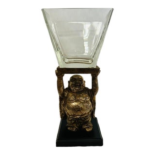 Laughing Buddha With Glass Vessel For Sale