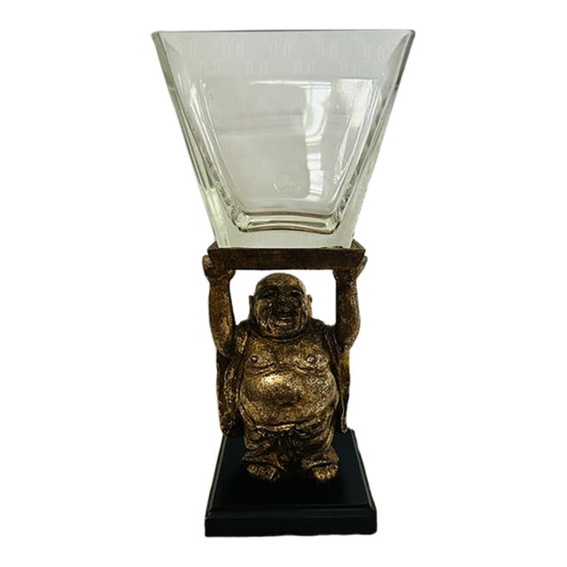 Laughing Buddha With Glass Vessel For Sale