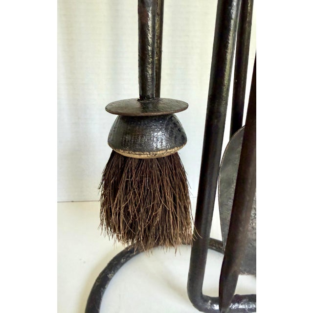 Mid 20th Century Vintage Wrought Iron Fireplace Set With Sculptural Loop Details For Sale - Image 5 of 11