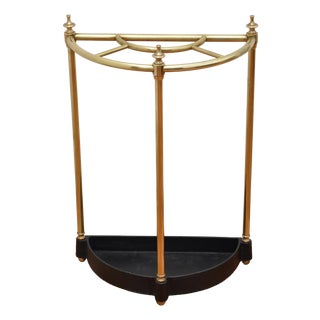 Demi Lune Brass Umbrella Stand, 1920 For Sale