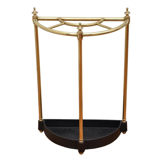 Demi Lune Brass Umbrella Stand, 1920 For Sale