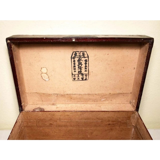 Brown Antique Chinese Leather Box, Circa mid of 19th Century For Sale - Image 8 of 11