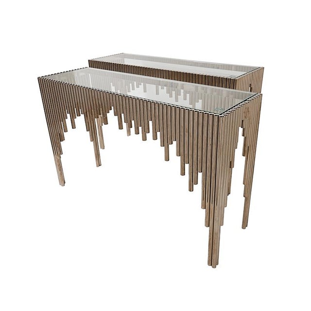 1950s Schumacher Tubular Chrome & Glass Top Console Tables - A Pair For Sale In New York - Image 6 of 6