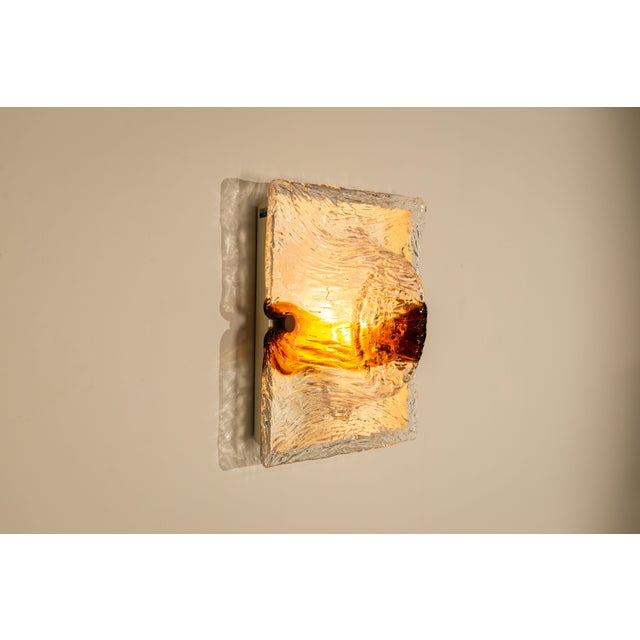 Cristal & Amber Quilt Wall Lamps by Toni Zuccheri for Venini, Italy, 1970s, Set of 3 For Sale - Image 6 of 14