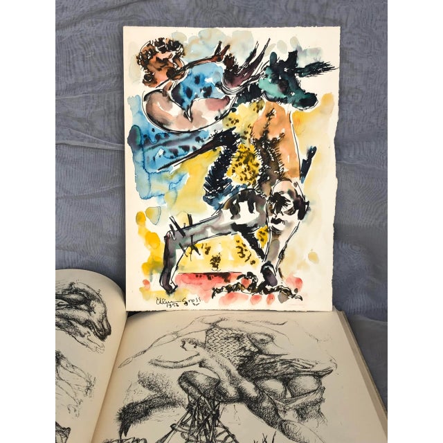 This original watercolor by Chaim Gross is signed and dated "1956" by the artist. It is also marked "#78 Hidden Desire" on...