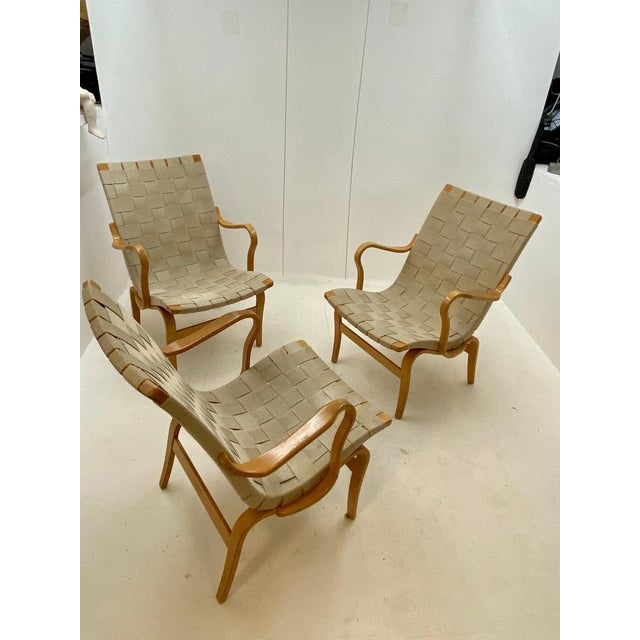 Scandinavian Modern Eva Armchairs attributed to Bruno Mathsson for Dux, 1960s, Set of 3 For Sale - Image 14 of 15