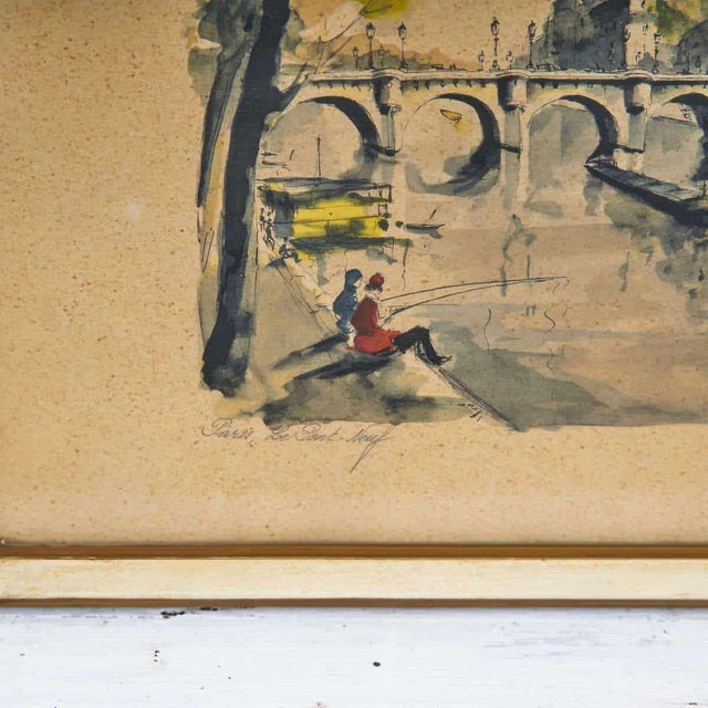Vintage Watercolor Print of Paris by G. Lelong