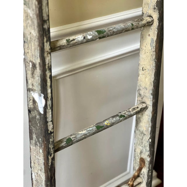 Gray Antique Rustic Primitive Wood Ladder For Sale - Image 8 of 10