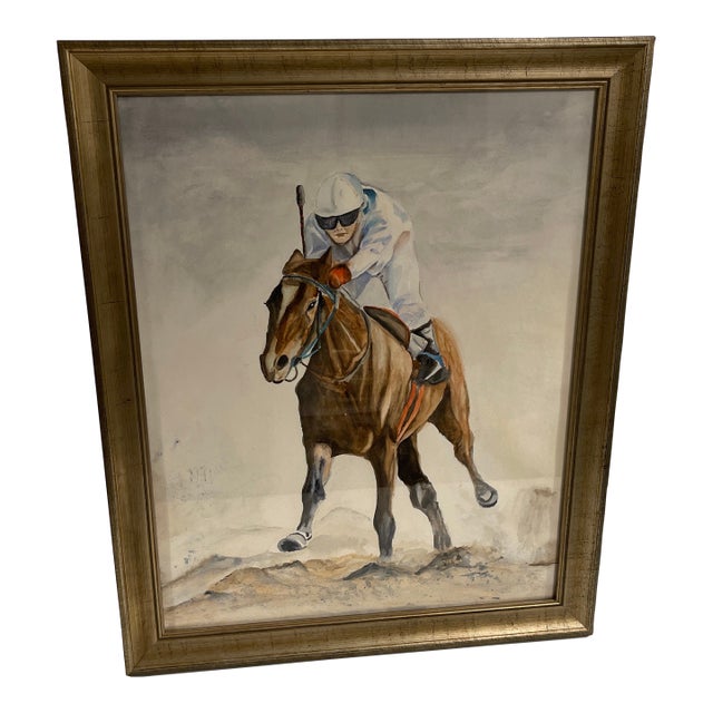 Original Watercolor Jockey Watercolor on Paper For Sale