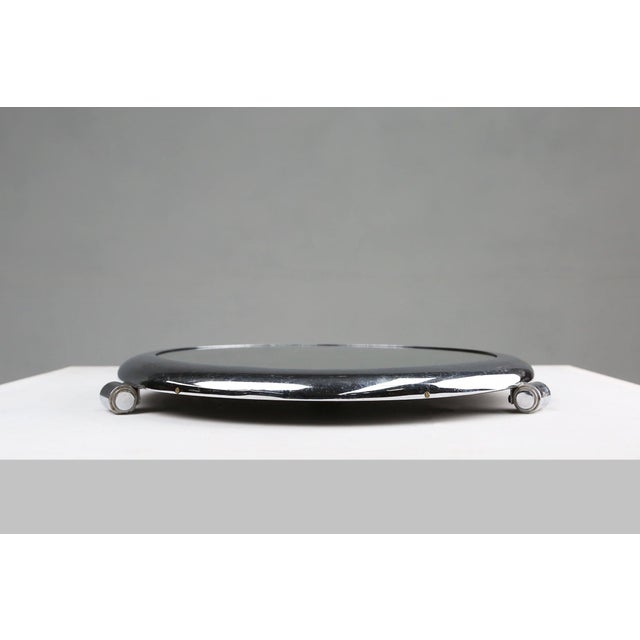 Art Deco Chrome and Mirror Serving Tray, Belgium, 1930s For Sale - Image 6 of 11