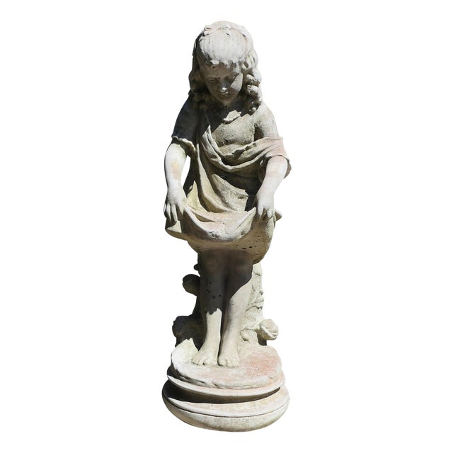 Stone Statue of a Girl Holding Out Her Apron, 1950 For Sale