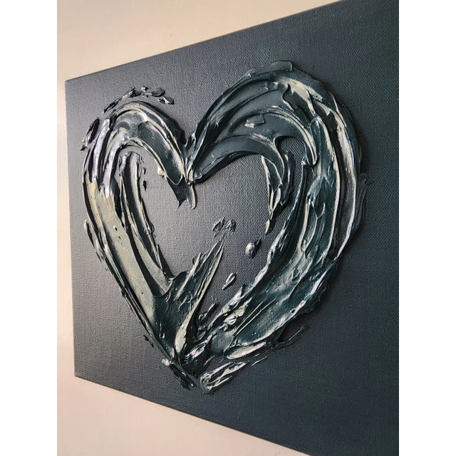 Deep Green Abstract Heart Painting For Sale - Image 4 of 8