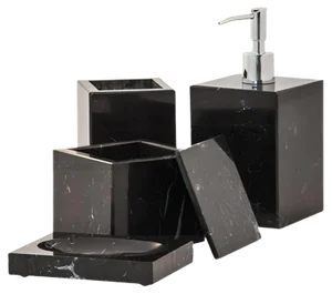 Black Marquina Marble Bathroom Set from Fiammettav Home Collection, Set of 4