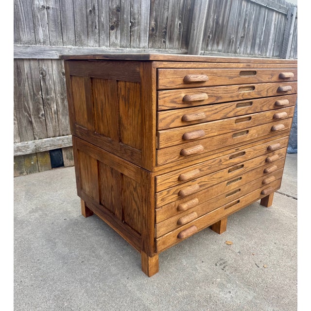 American Vintage Hamilton Oak Flat File Double-Stack Cabinet For Sale - Image 3 of 8