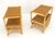 Pair Rattan Bamboo Grass Cloth Top Two Tier End Side Tables Stands Magazine Rack