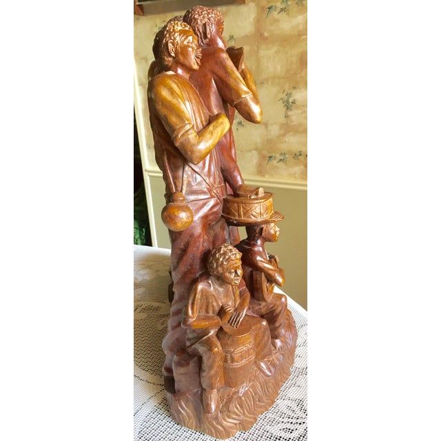 1990s Wooden Hand Carving of Village Musicians-Banda De Chota-Made in Ecuador For Sale - Image 4 of 9