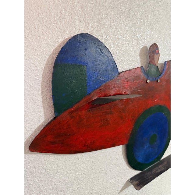 Early 20th Century Seymour Chwast, Pilots in Plane Painting on Metal Sculpture Wall Hanging Seymour Chwast Airplane For Sale - Image 14 of 18
