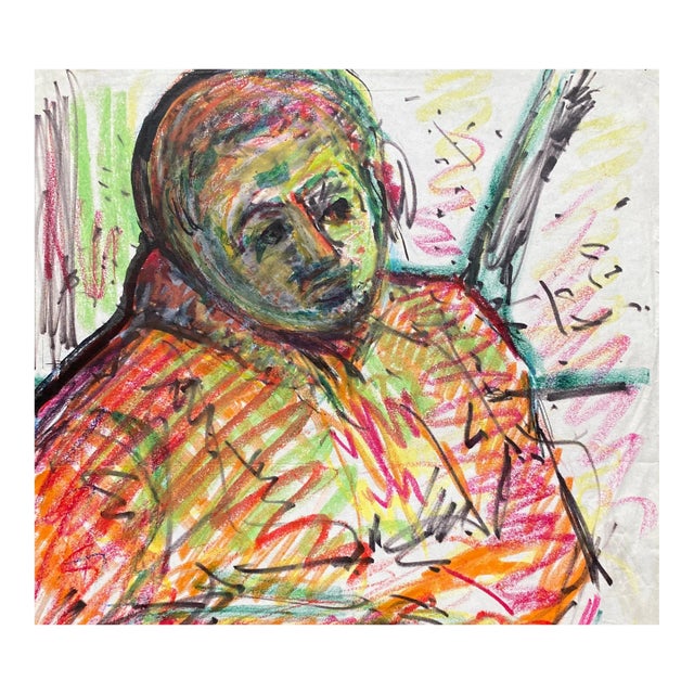 1960s Erika Romane Modern Portrait Drawing For Sale