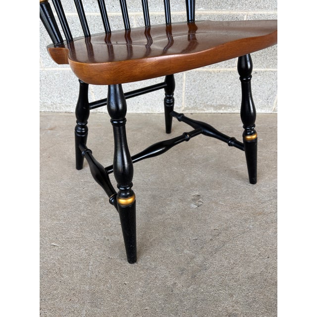 L. Hitchcock Black Harvest Maple Fan Back Windsor Side Chair For Sale In Philadelphia - Image 6 of 8