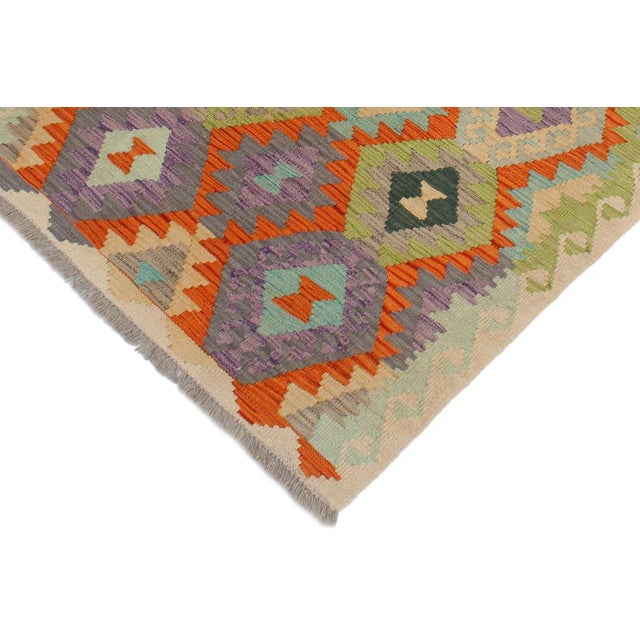 Rustic 1990s Southwestern Kilim Rust Beige Wool Rug - 2'10" X 4'1" For Sale - Image 3 of 7