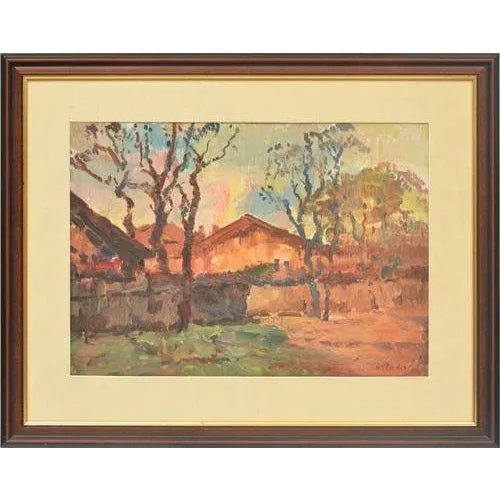 Landscape with a Home, Oil on Board For Sale - Image 4 of 4