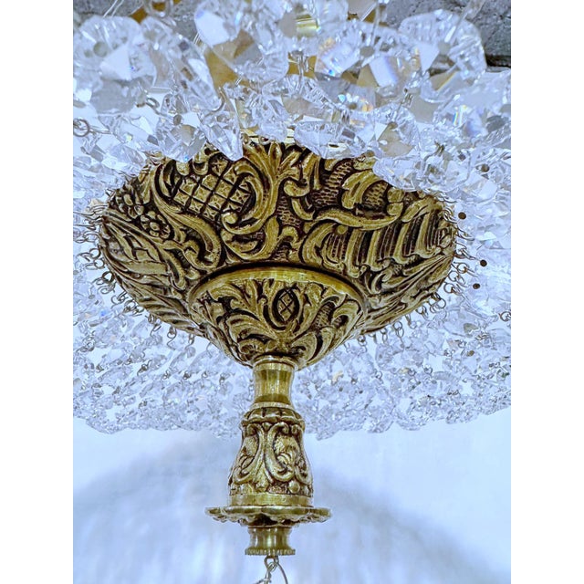 Vintage 1950s Italian Brass Basket Chandelier For Sale - Image 11 of 15