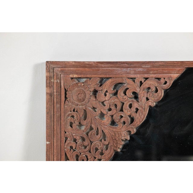 Antique Carved Hardwood Mirror with Floral Scrollwork, Early 20th Century For Sale In New York - Image 6 of 12