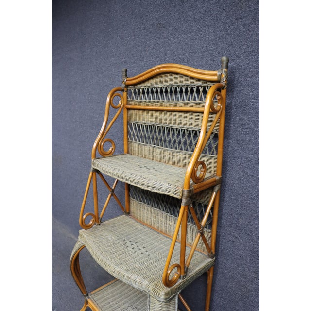 Late 20th Century Italian Bamboo and Wicker Etagere For Sale - Image 5 of 15