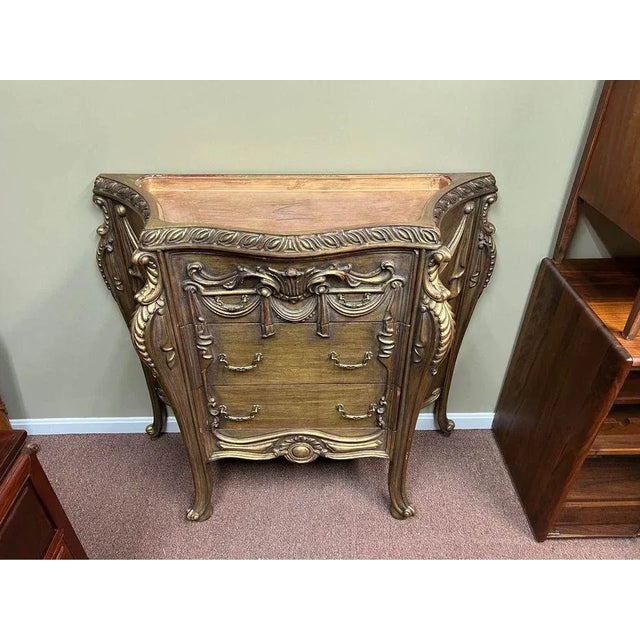 Superb Venetian three drawer hand carved commode. Apporximatly 47" H x 17"' D and 41' H If you have any question, feel...