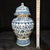 Ceramic Pair of Chinese Blue and White Interlocking Lotus General’s Ginger Jars, Chinoiserie Lidded Urns For Sale - Image 7 of 10