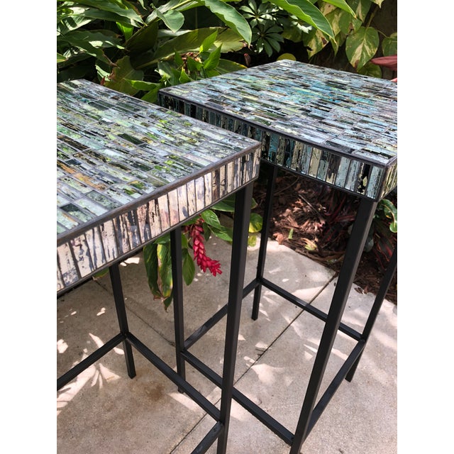 Contemporary Glass Mosaic End Tables a Pair Chairish