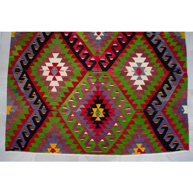 Turkish Rug Hand Woven Oushak Kilim Area Rug - 5′10″ X 10′2″ For Sale - Image 12 of 14