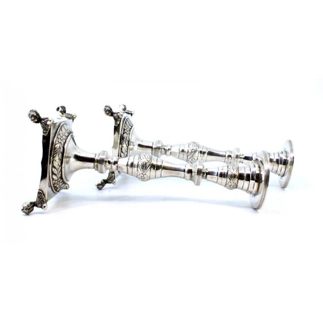 Silver Candlesticks with Turned Stems, Set of 2 For Sale - Image 4 of 9