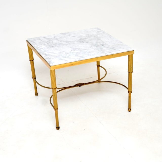 Vintage French Brass and Marble Coffee Table, 1950 For Sale - Image 10 of 10