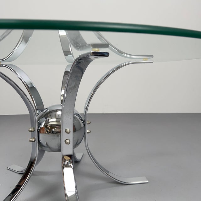 1970s Vintage Space Age Round Chrome Coffee Table, Germany, 1970s For Sale - Image 5 of 7