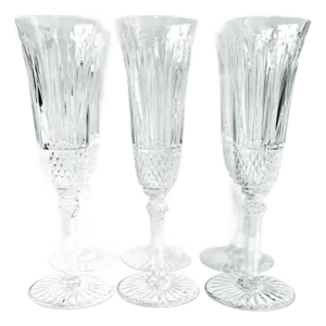 Vintage Saint Louis ‘Tommy’ Crystal Champagne Flutes: Diamond Cut - Set of 6
