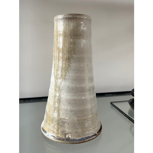 Gray Studio Pottery Conical Vase For Sale - Image 8 of 8
