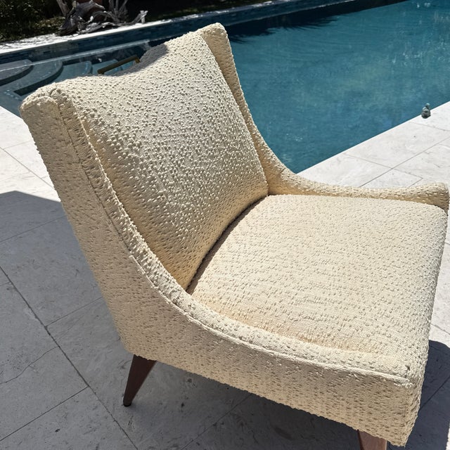 Harvey Probber Vintage Harvey Probber Attributed Lounge Chair With Brass Handle Pull For Sale - Image 4 of 12