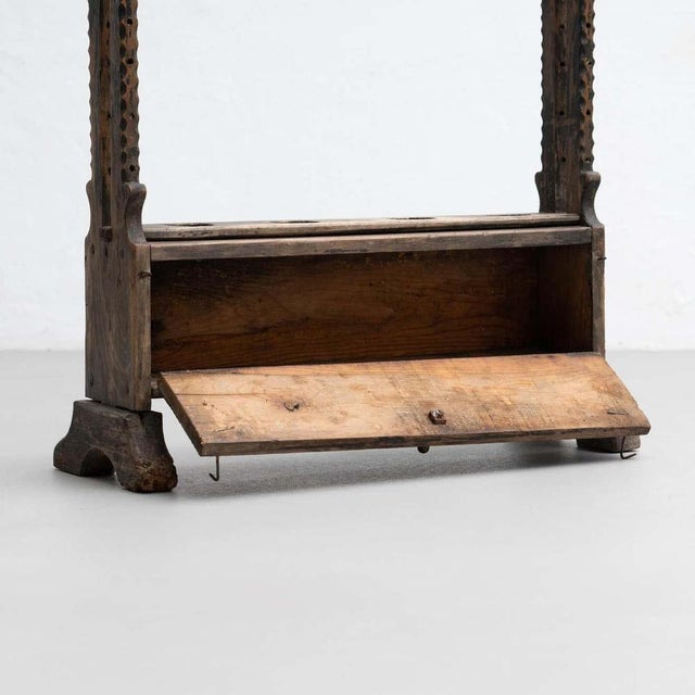 Large Spanish Hachero Candleholder in Stained Wood, 1930s For Sale - Image 6 of 14