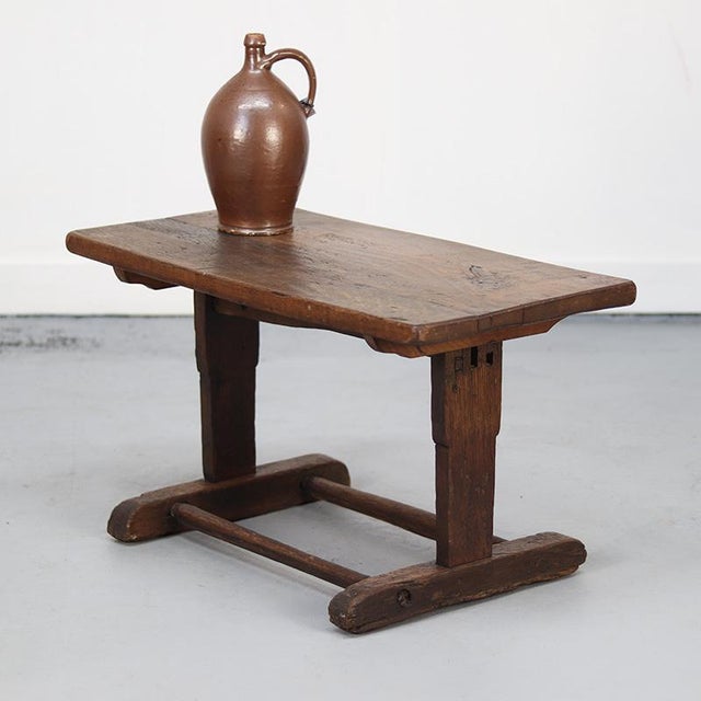 Rustic Farmhouse Wabi Sabi Primitive Side Table from Oak For Sale - Image 5 of 10