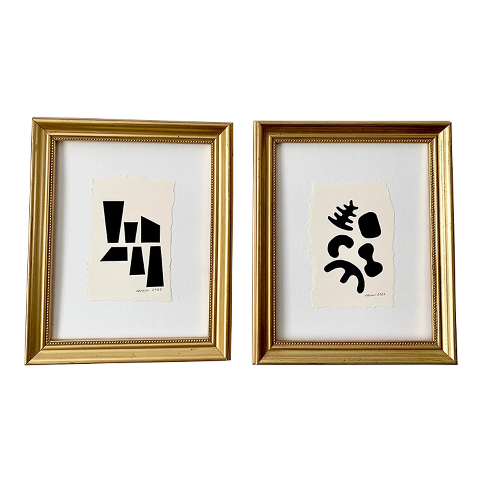 Contemporary Original Abstract Collage Art, Framed Pair | Chairish
