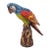 Vintage Italian Majolica Glazed Ceramic Parrot / Macaw Figurine on Tree Stump Base For Sale