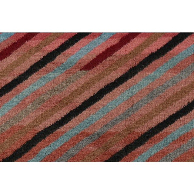 Rug & Kilim Vintage Zeki Müren Rug in Pink With Polychromatic Stripes by Rug & Kilim For Sale - Image 4 of 6