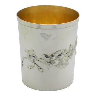 Vintage Italian Handmade Genuine Silver Gilded Beaker Florentine Elegant Cup, Made in Tuscany (Florence, Firenze, Italy) For Sale