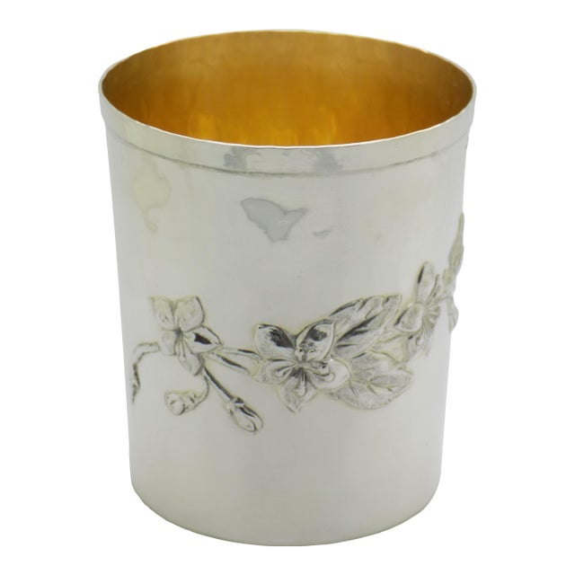 Vintage Italian Handmade Genuine Silver Gilded Beaker Florentine Elegant Cup, Made in Tuscany (Florence, Firenze, Italy) For Sale